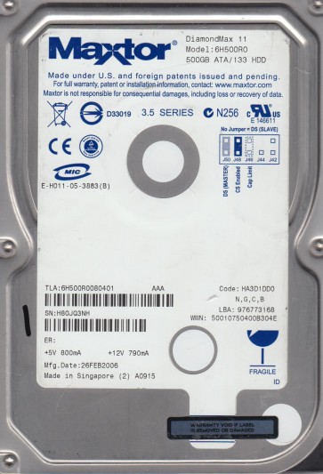 Maxtor 6H500R0