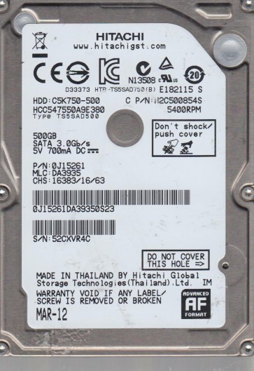 Hitachi HCC547550A9E380