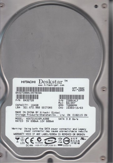 Hitachi HDS721616PLA380