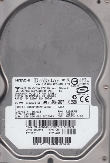 Hitachi HDS728080PLA380