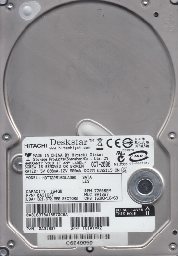 Hitachi HDT722516DLA380