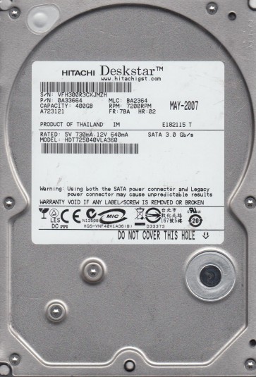 Hitachi HDT725040VLA360