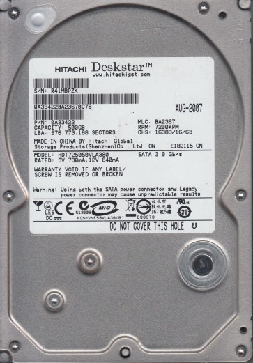 Hitachi HDT725050VLA380