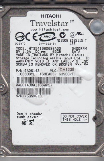 Hitachi HTS541060G9SA00