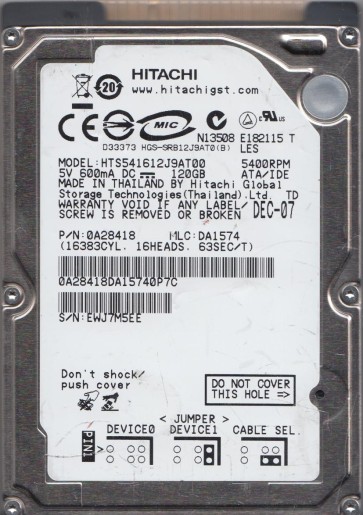 Hitachi HTS541612J9AT00