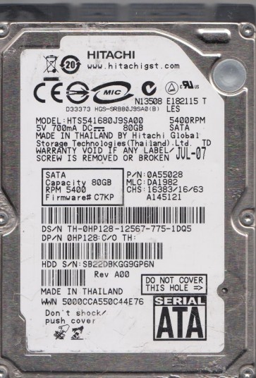 Hitachi HTS541680J9SA00