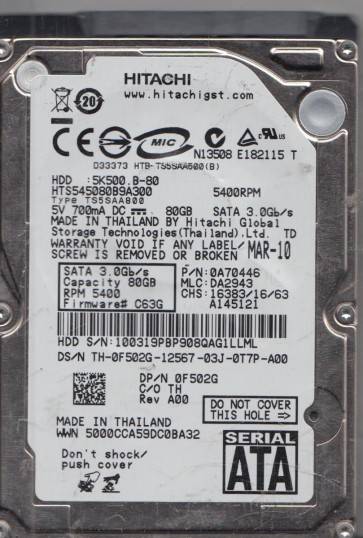 Hitachi HTS545080B9A300