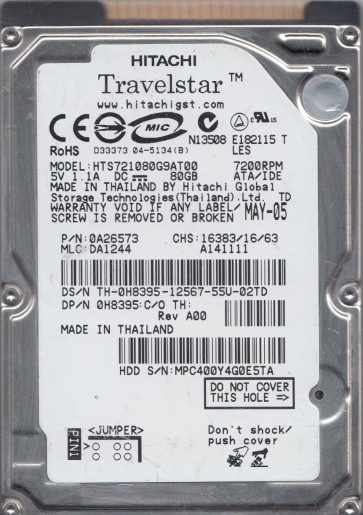 Hitachi HTS721080G9AT00