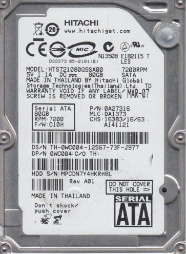Hitachi HTS721080G9SA00