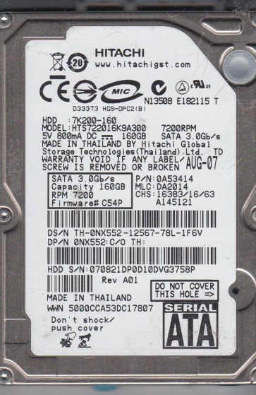 Hitachi HTS722016K9A300