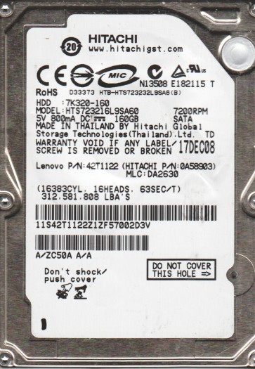 Hitachi HTS723216L9SA60