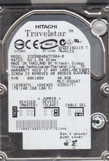 Hitachi IC25N040ATCS04
