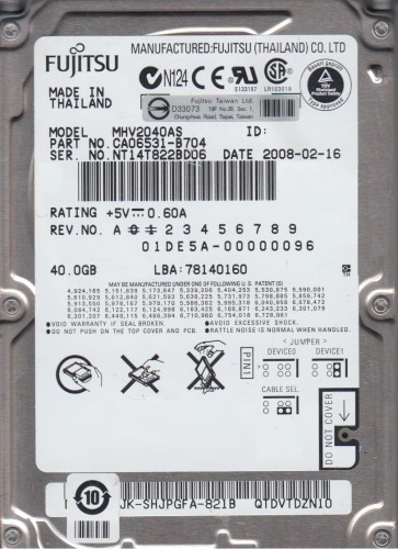 Fujitsu MHV2040AS