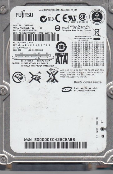 Fujitsu MHZ2160BJ G2