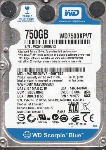 Western Digital WD7500KPVT