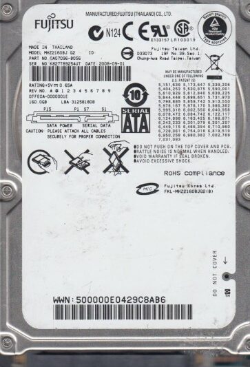 Fujitsu MHZ2160BJ G2 Data Recovery