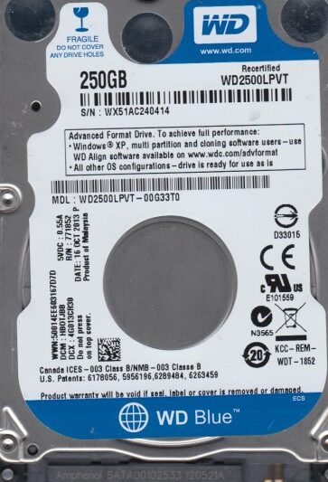 WD WD2500LPVT Data Recovery