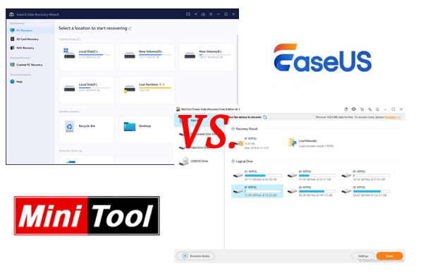 EaseUS Data Recovery Wizard vs. MiniTool Power Data Recovery